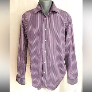 Ted Baker Endurance Mens Purple Stripe Long Sleeve Button Front Shirt